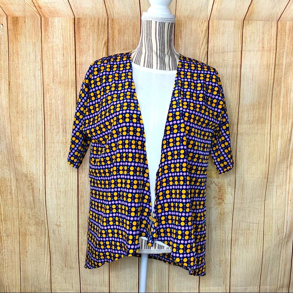 LuLaRoe Yellow Polka Dot Casual Cardigan Cover Up